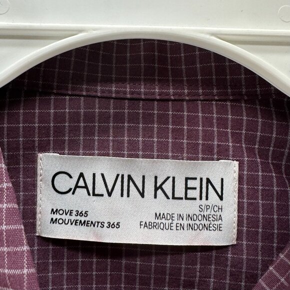 Calvin Klein Shirt Mens Size S Move 365 Graph Check Long Sleeve Burgundy - Picture 7 of 11